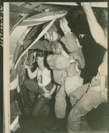 Student officer attempting to neutralize bobby trap at Fort Benning,  Georgia on 6 July 1944